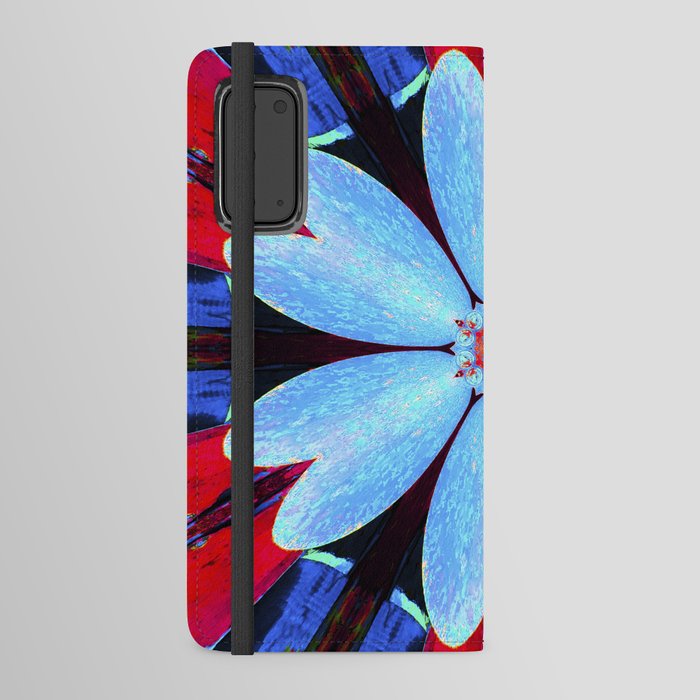 Blue abstract graphic colorful star galaxy flower pattern symbol of royalty, happiness and success. Android Wallet Case