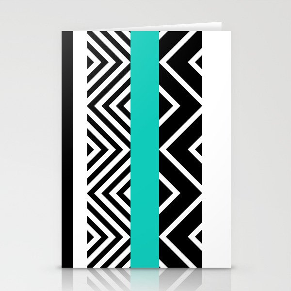 geometric  Stripes in blue Stationery Cards