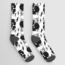Drumset Pattern (Black on White) Socks