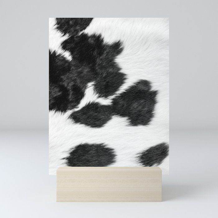 Modern Minimal Cowhide in Black and White Mini Art Print