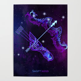 Zodiac neon signs — Sagittarius Poster