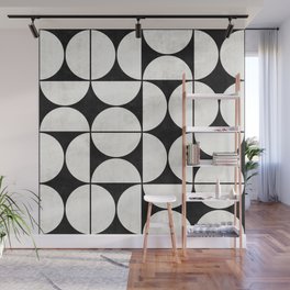 Mid-Century Modern Pattern No.2 - Black and White Wall Mural