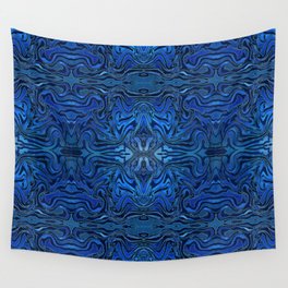 Blue Velvet Silk Watercolor Pattern Wall Tapestry
