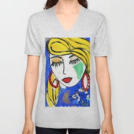 Girl Portrait Pop Art V Neck T Shirt
