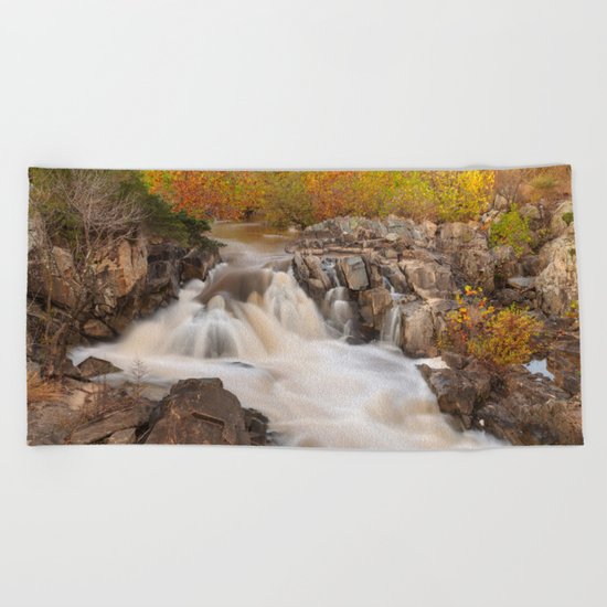 Great Falls Autumn Cascades Beach Towel