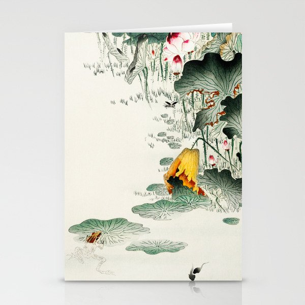 Frog in the swamp  - Vintage Japanese Woodblock Print Art Stationery Cards
