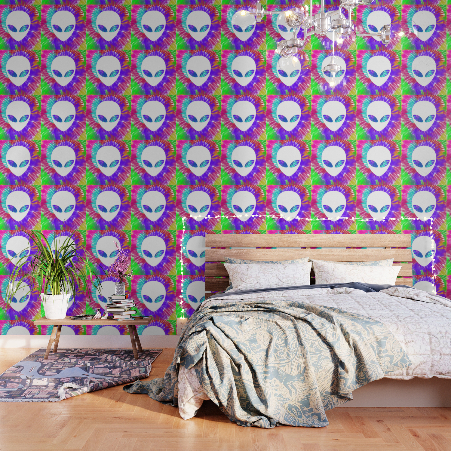 Rainbow Tie Dye Alien Head Tye Die Trippy Rave Wallpaper By Wwb