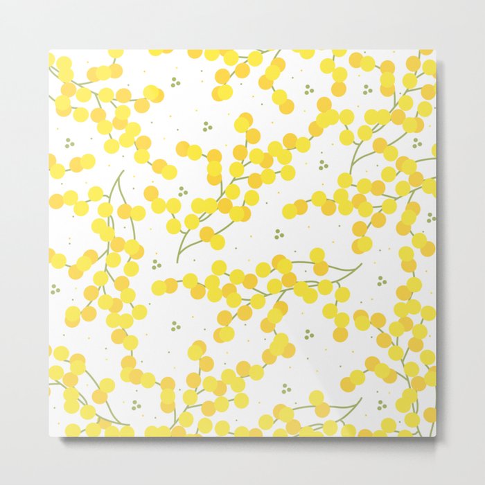 Yellow Wattle Flower Print Metal Print