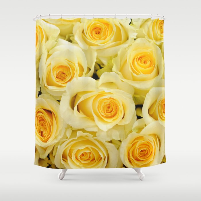 soft yellow roses close up Shower Curtain