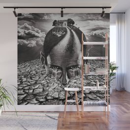 Inhabited Head Grayscale Wall Mural