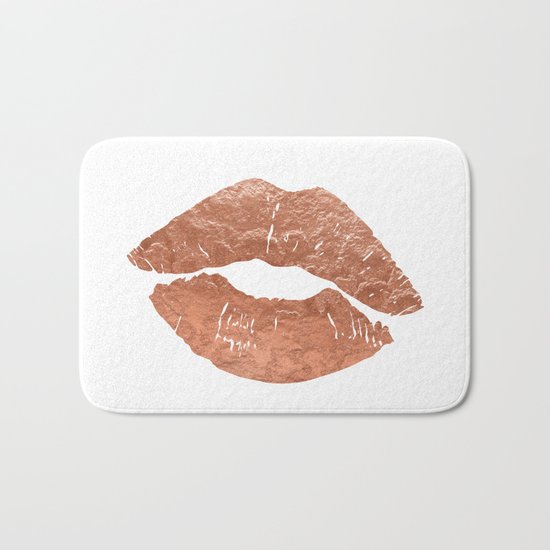 Rose gold kiss on the lips Bath Mat