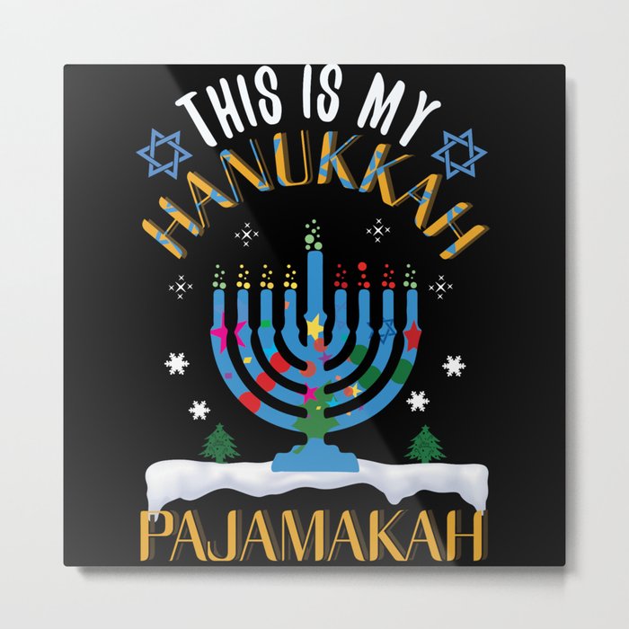 Christmas This My Hanukkah Pajamakah Menorah 2021 Metal Print