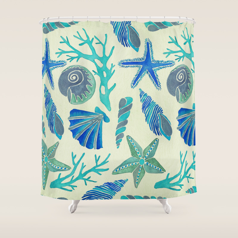 Blue Seashells Shower Curtain By Catcoq Society6