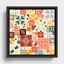 Modern Quilt Pattern Framed Canvas