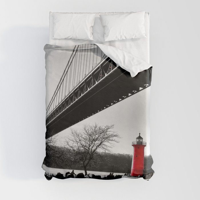 The Little Red Lighthouse - George Washington Bridge NYC Duvet Cover