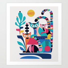 Lemur Family Art Print