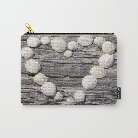 Shell Heart on driftwood Carry-All Pouch