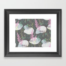 Dark flower meadow pattern Framed Art Print