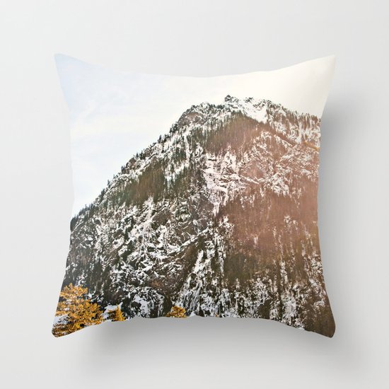 Snowy Mountain Peak in the Sun Throw Pillow