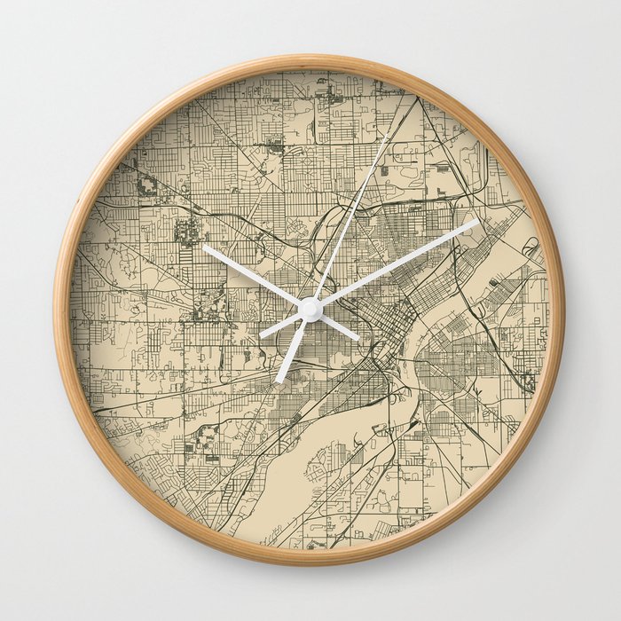 Toledo USA - Vintage City Map Wall Clock