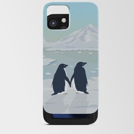 Penguin couple on snowy iPhone Card Case