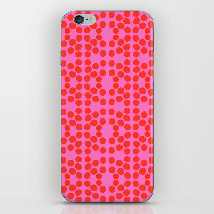 Big Red Dots On Hot Pink Eye Design Mid-Century Modern Scandi Bold Bright Polka Dots Pattern iPhone Skin