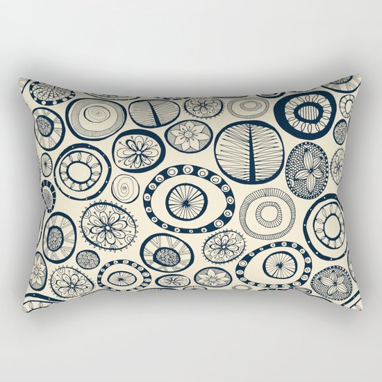 Honolulu hoops indigo cream Rectangular Pillow
