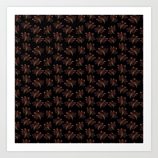Golden red ornament seamless pattern Art Print