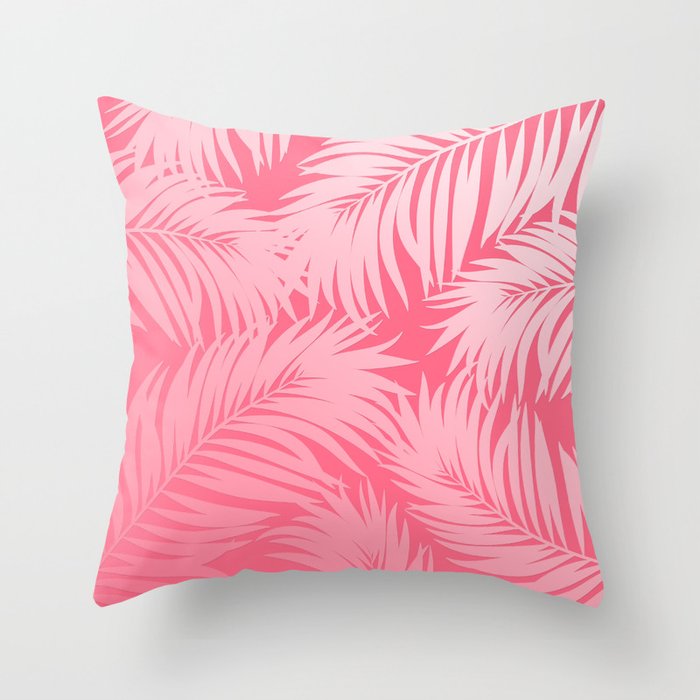 Palm Tree Fronds c'est parfait on pink Hawaii Tropical Décor Throw Pillow