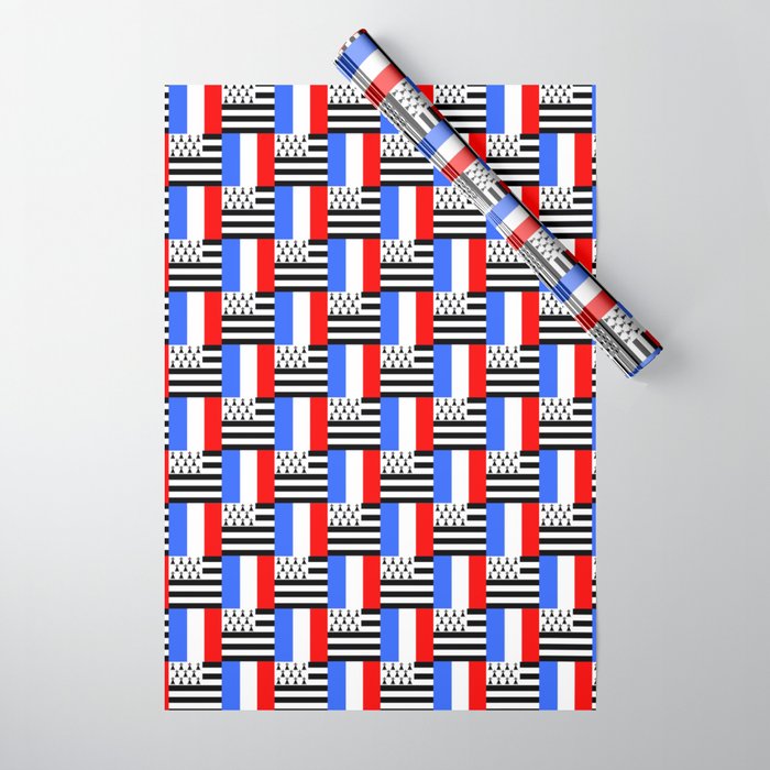 Mix of flag: france and brittany Wrapping Paper