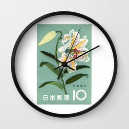 1961 JAPAN Lily Postage Stamp Wall Clock | Japan, Japanstamp, Springflower, Graphicdesign, Japanese, Vintage, Vintagejapan, Japaneseflora, Lilium, Japaneseflower 