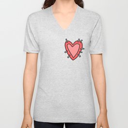 Stitched Heart V Neck T Shirt