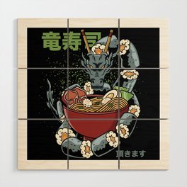 Kawaii Sushi Dragon Roll Japanese Ramen Anime Wood Wall Art