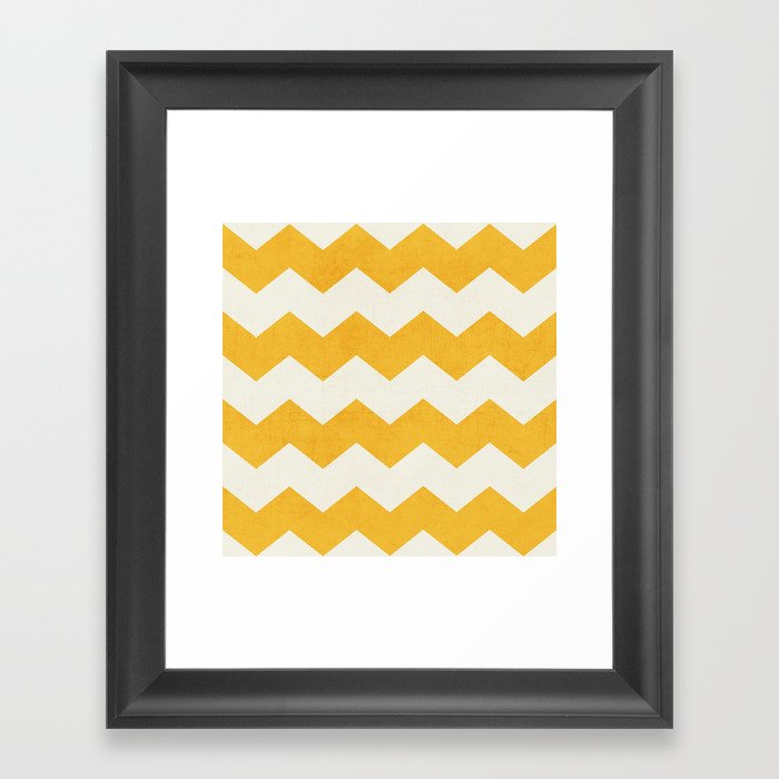 chevron - yellow Framed Art Print
