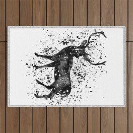 Black & White Stag  Outdoor Rug