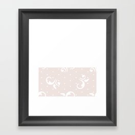 White Floral Curls Lace Horizontal Split on Pastel Pink Framed Art Print