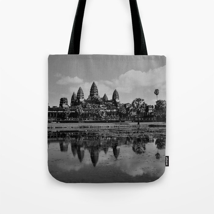 Angkor Wat temple - Cambodia Black and White Photographic Print Tote Bag