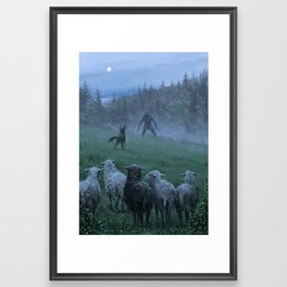 Shepherd and his faithful dog Framed Art Print