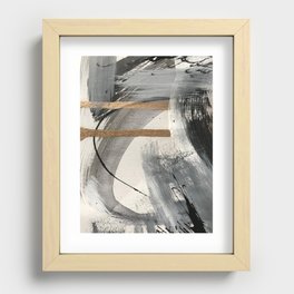 Armor [7]: a bold minimal abstract mixed media piece in gold, black and white Recessed Framed Print