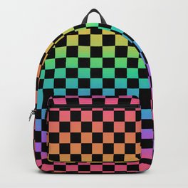 Rainbow and Black Checkerboard Backpack