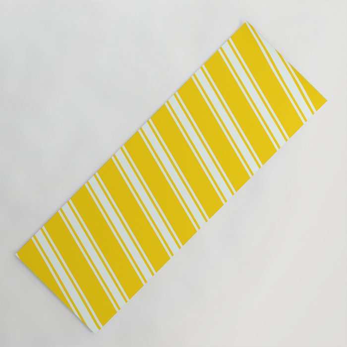 Yellow and Mint Cream Colored Stripes/Lines Pattern Yoga Mat