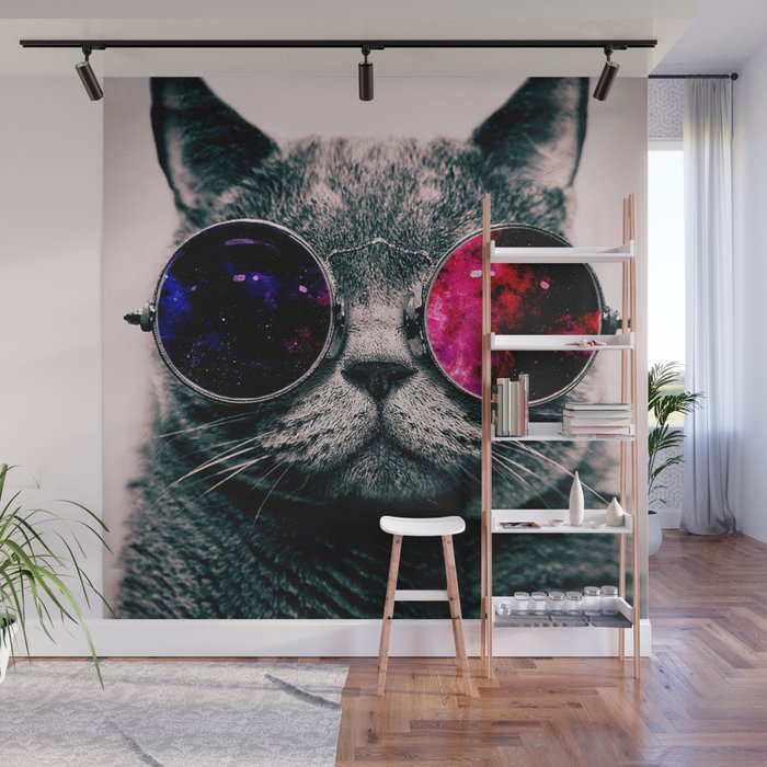 sunglasses cat Wall Mural by mario\'s | Society6