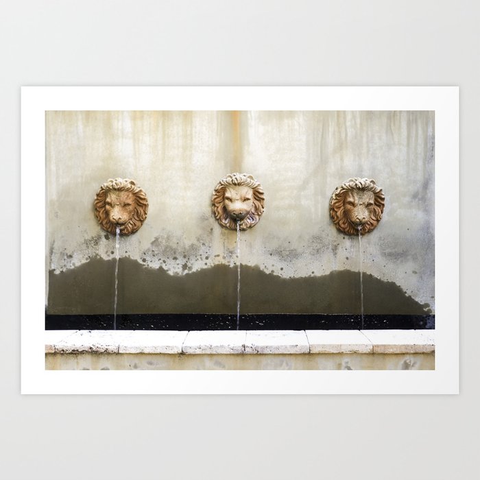 Three Lions Fountain Art Print
