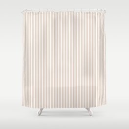 Classic Small Beige Burlap French Mattress Ticking Double Stripes Shower Curtain