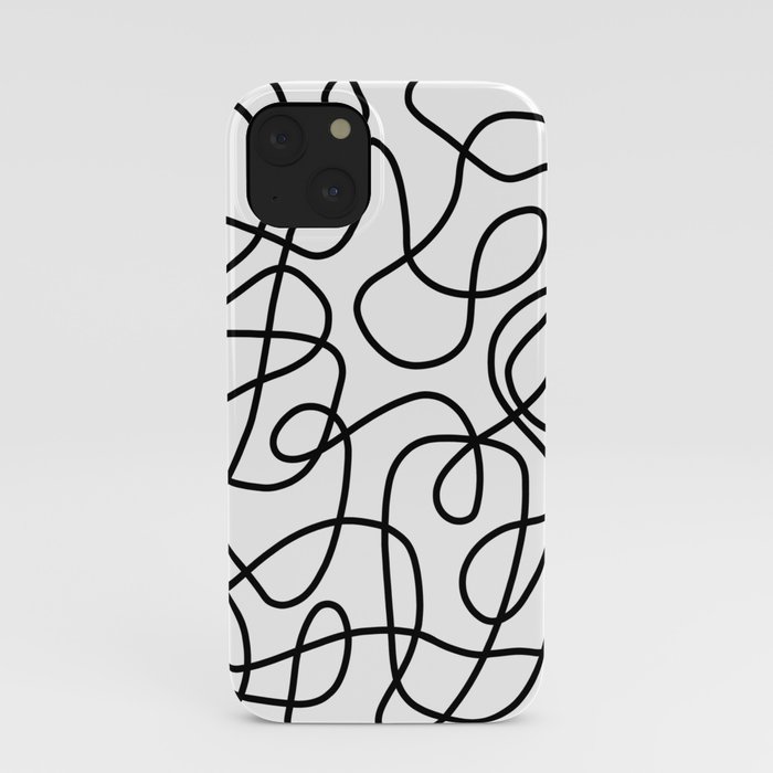 Doodle Lines | Black + Cream iPhone Case