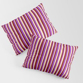 [ Thumbnail: Maroon, Dark Orchid, and Beige Colored Striped/Lined Pattern Pillow Sham ]