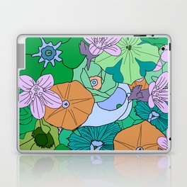 70s Flower Inferno / Green Orange / Retro Floral Pattern / Seventies vibe / Beautiful  Laptop & iPad Skin