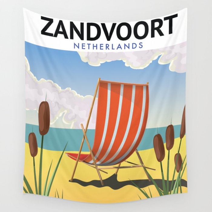Zandvoort Netherlands seaside travel poster. Wall Tapestry