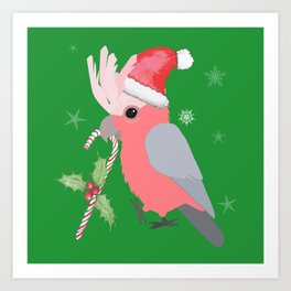 A cute Christmas galah cockatoo Art Print