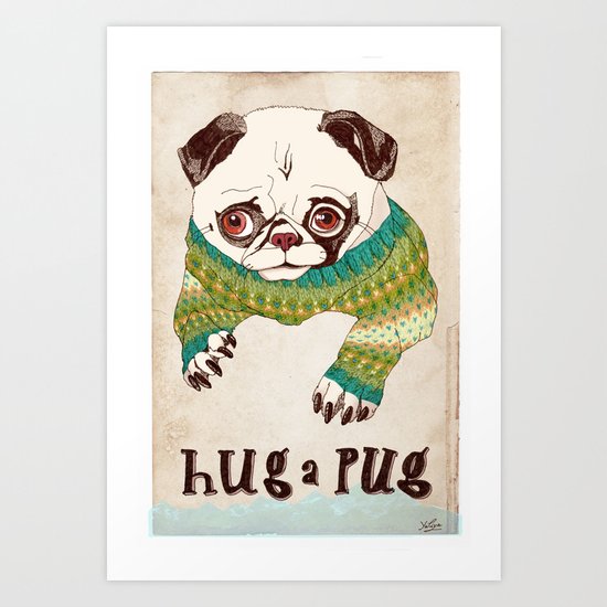 Hug a Pug Art Print